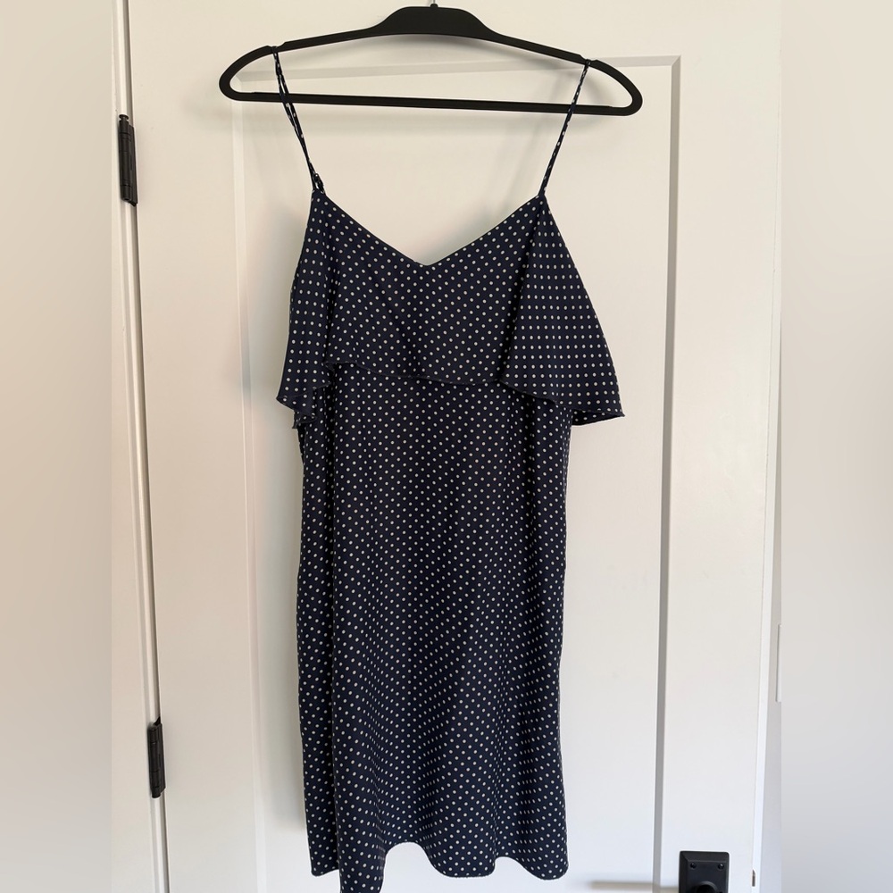 ATM Anthony Thomas Melillo Strappy Polka-Dot Silk Flounce Mini Dress size M